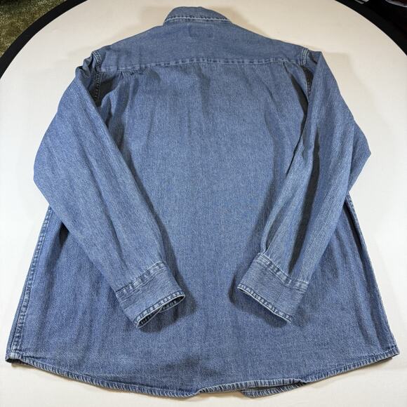Vintage Wrangler Workwear Western Chambray Denim Oversized Shirt - Blue Mns M - Picture 3 of 9